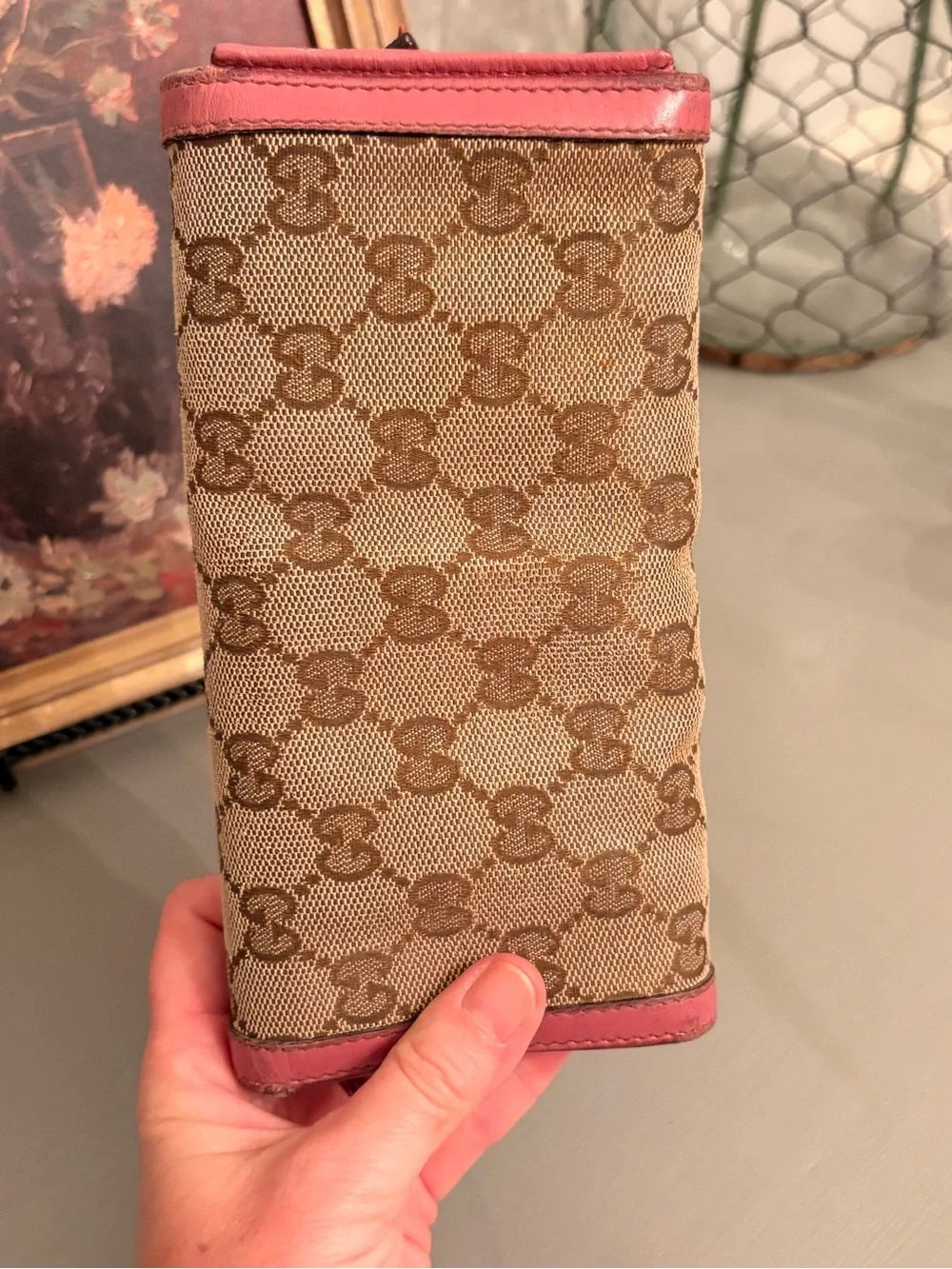 Vintage Gucci Interlocking G Canvas Continental Flap Wallet with Pink Leather - Picture 13 of 16